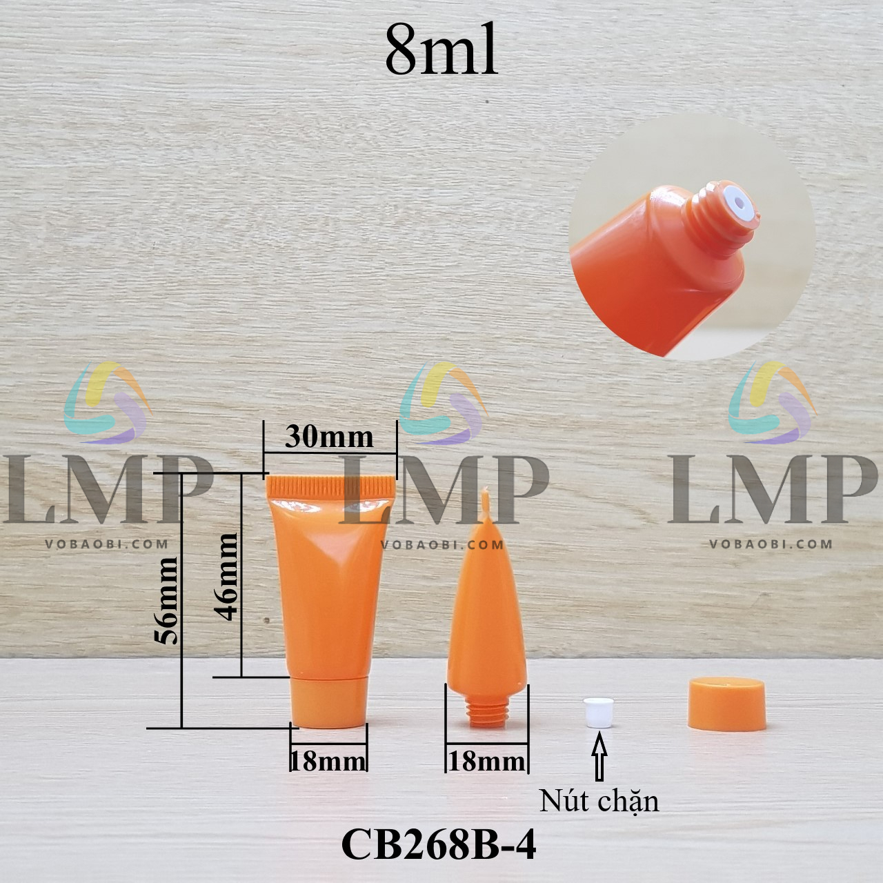 Tuýp nhựa miệng tuýp 6mm nắp vặn 8ml