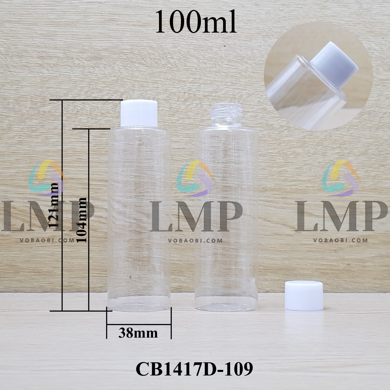 Chai PETG vai ngang nắp vặn trơn