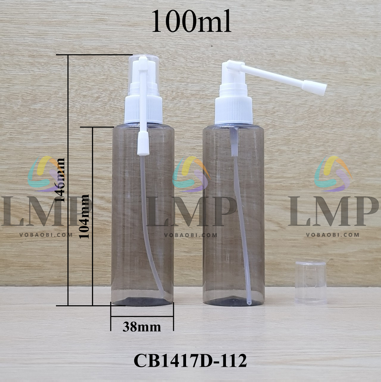 Chai PETG vai ngang đầu xịt mũi 360 độ