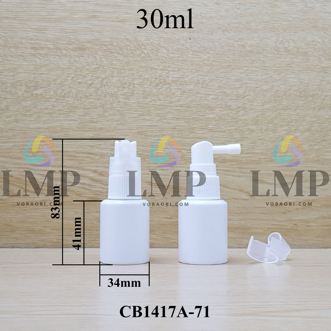 Chai PETG vai ngang đầu xịt mũi 90 độ