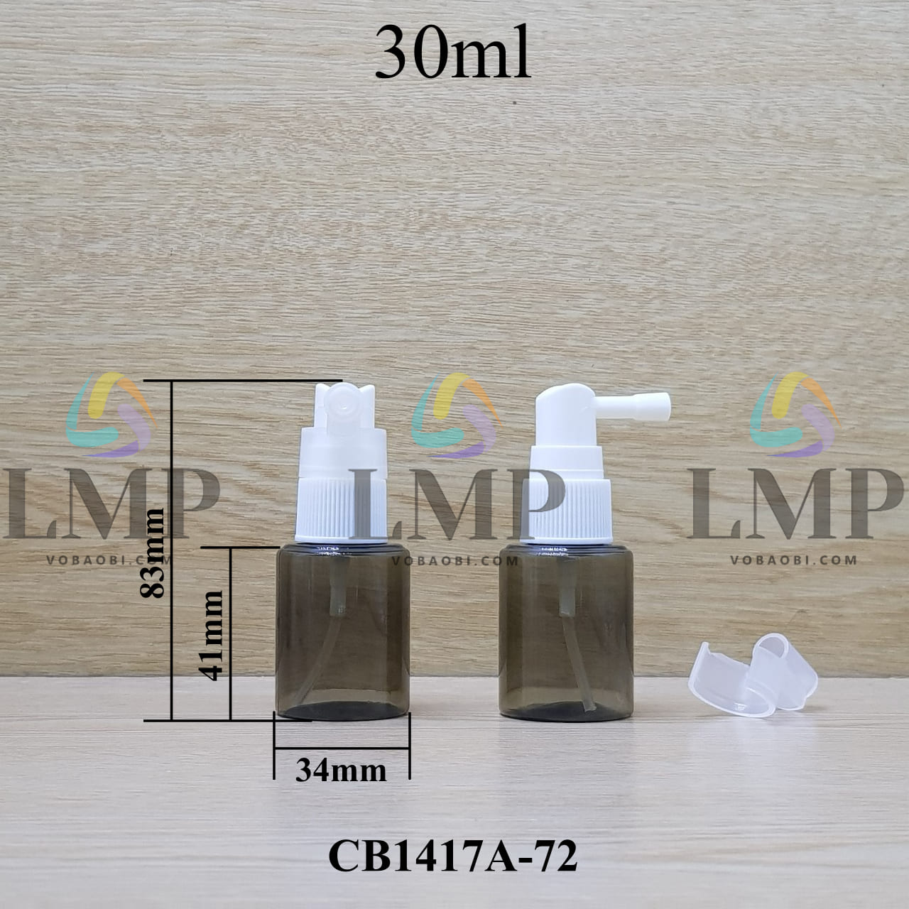 Chai PETG vai ngang đầu xịt mũi 90 độ