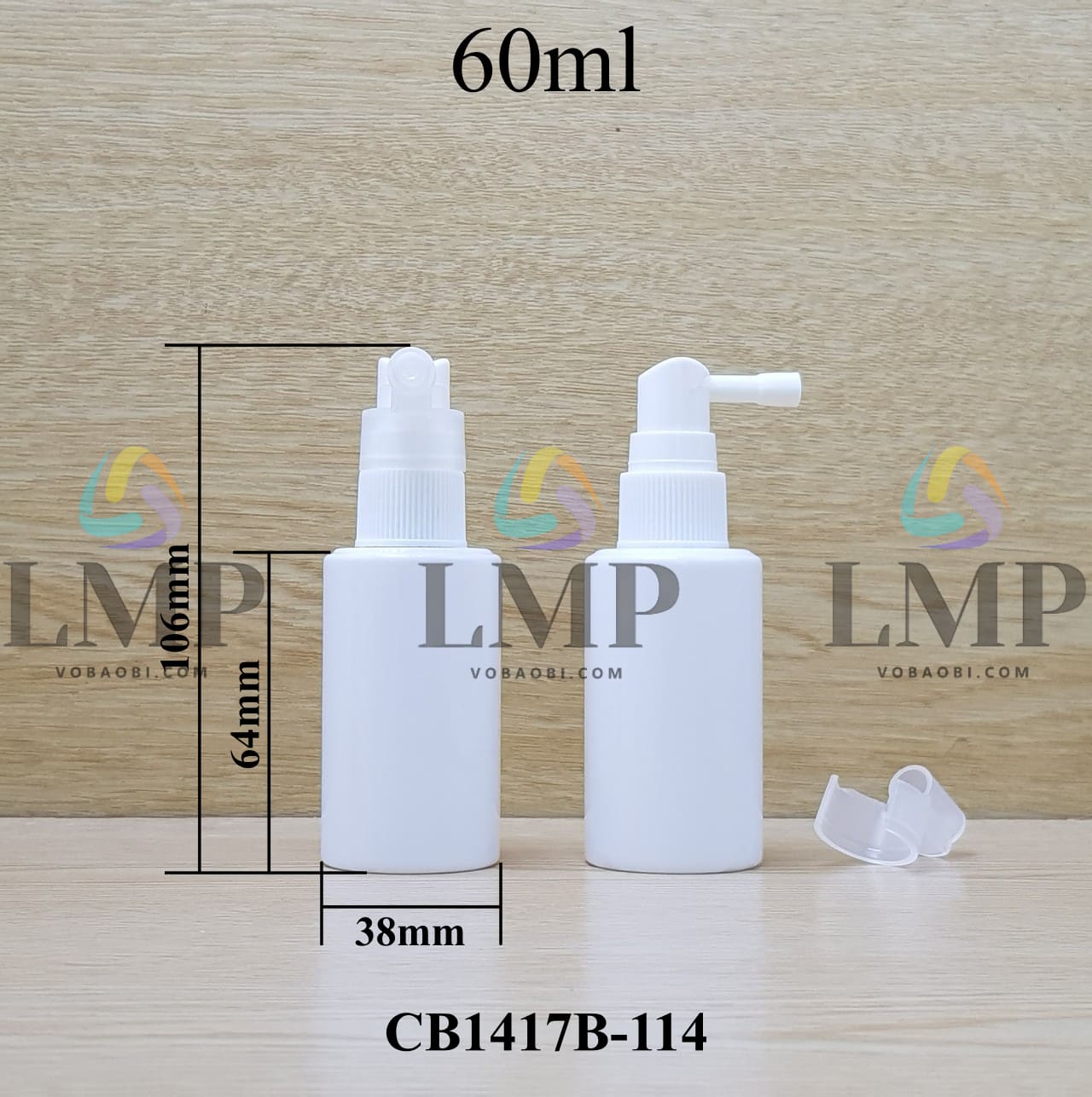 Chai PETG vai ngang đầu xịt mũi 90 độ