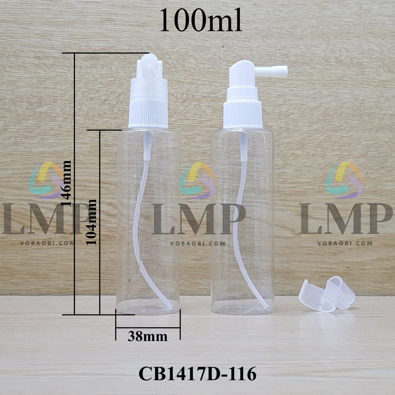 Chai PETG vai ngang đầu xịt mũi 90 độ