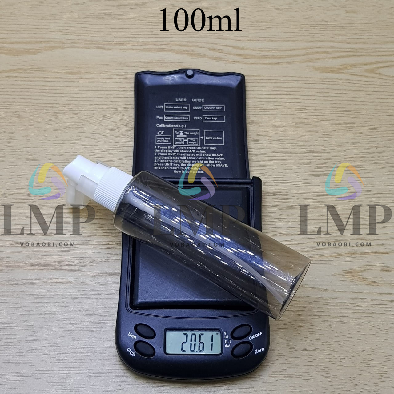 Chai PETG vai ngang đầu xịt mũi 90 độ