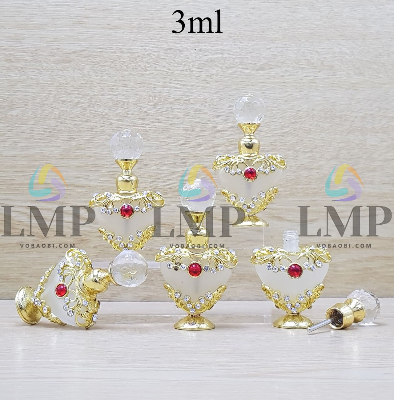 Chai Dubai trái tim vàng đính đá 3ml