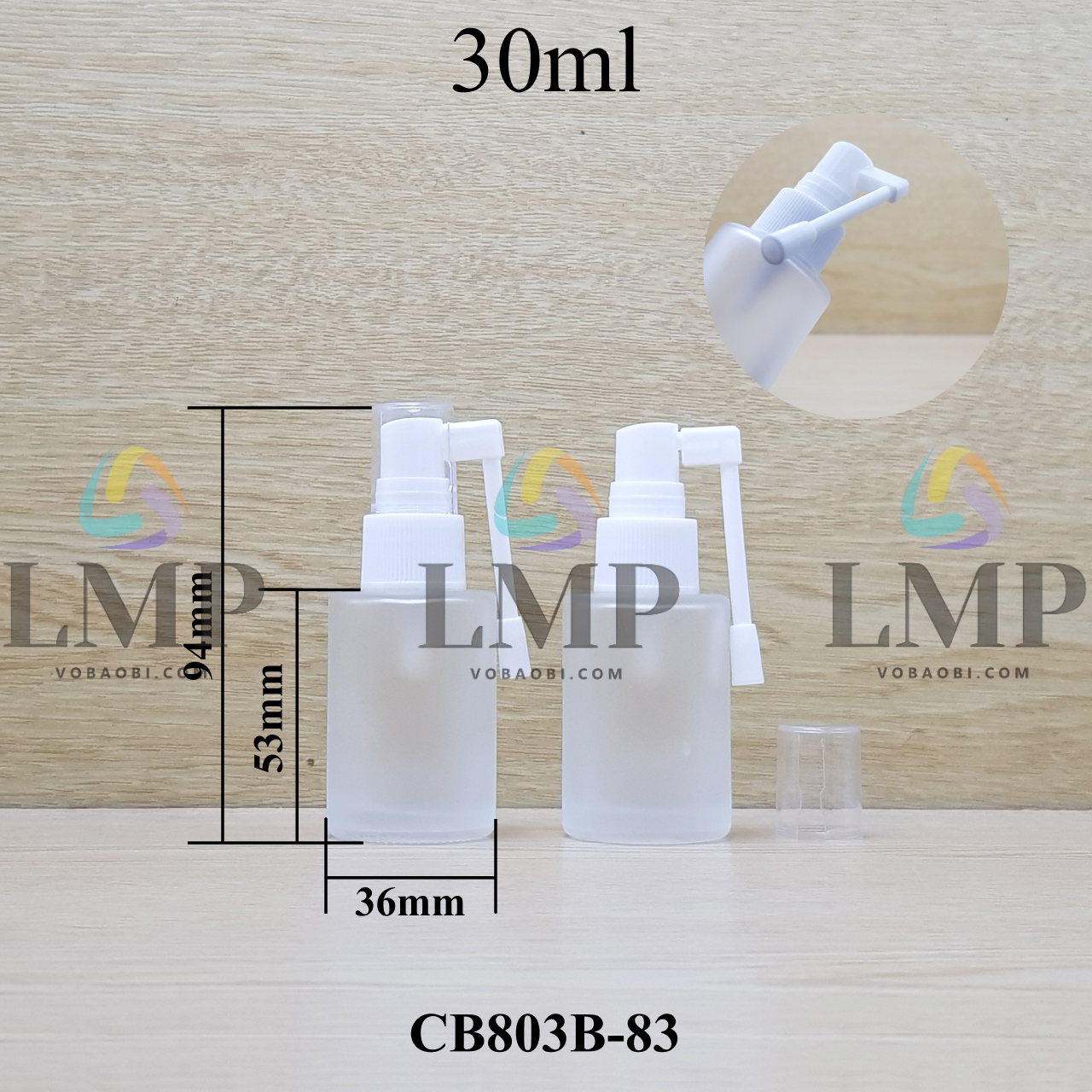 Chai thủy tinh đầu xịt mũi 360 độ