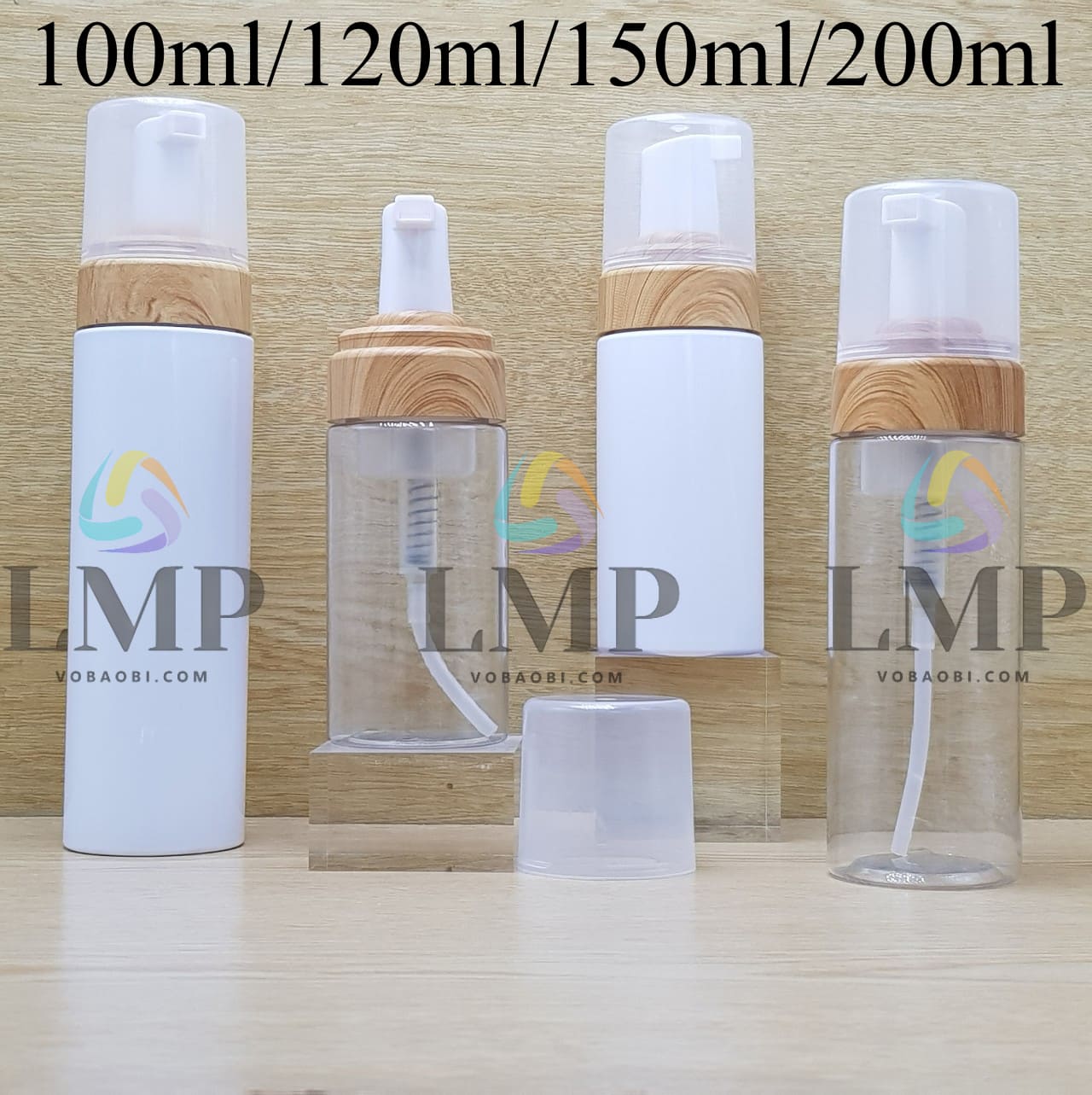 Chai tạo bọt nắp vân gỗ ( VN )