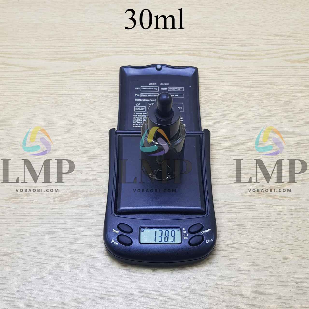 Chai PETG vai ngang nắp bóp khoen nhựa 30ml