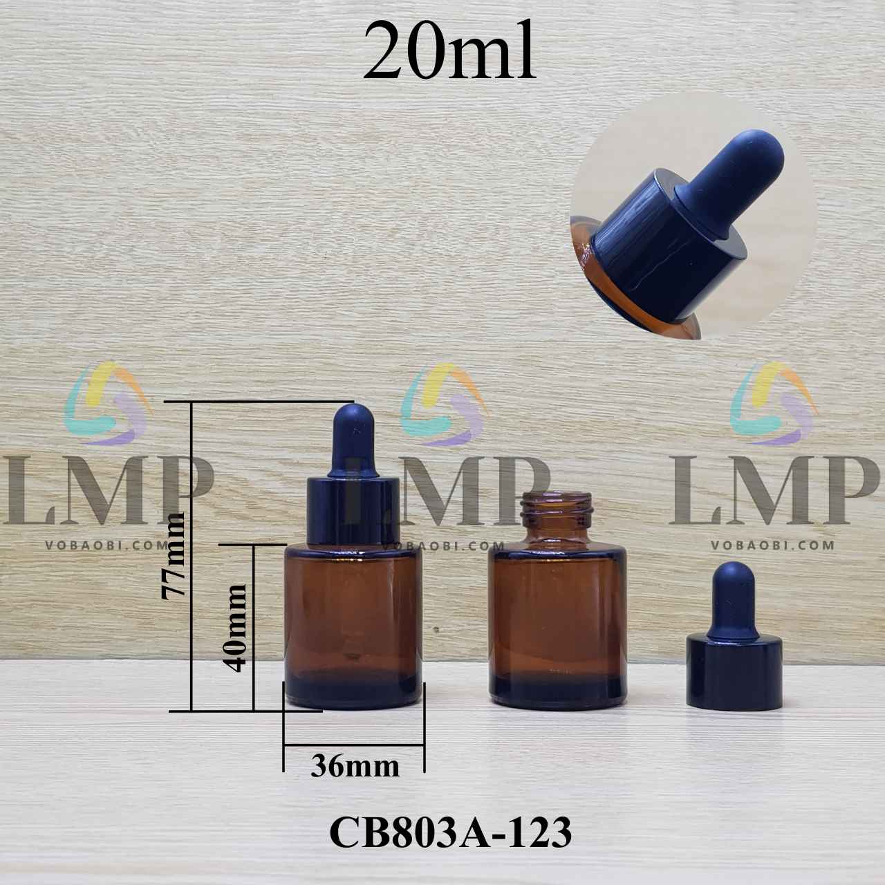 Chai thủy tinh nâu nắp bóp khoen nhôm