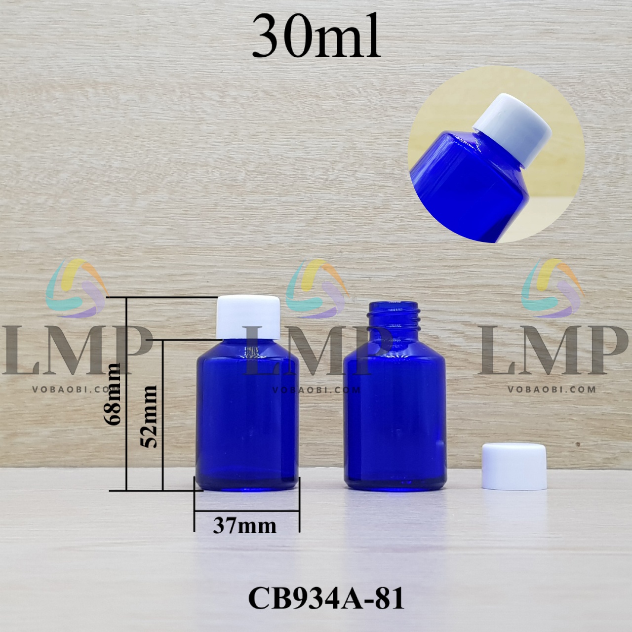 Chai thủy tinh vát nắp vặn trơn 30ml ( ko nút chặn )