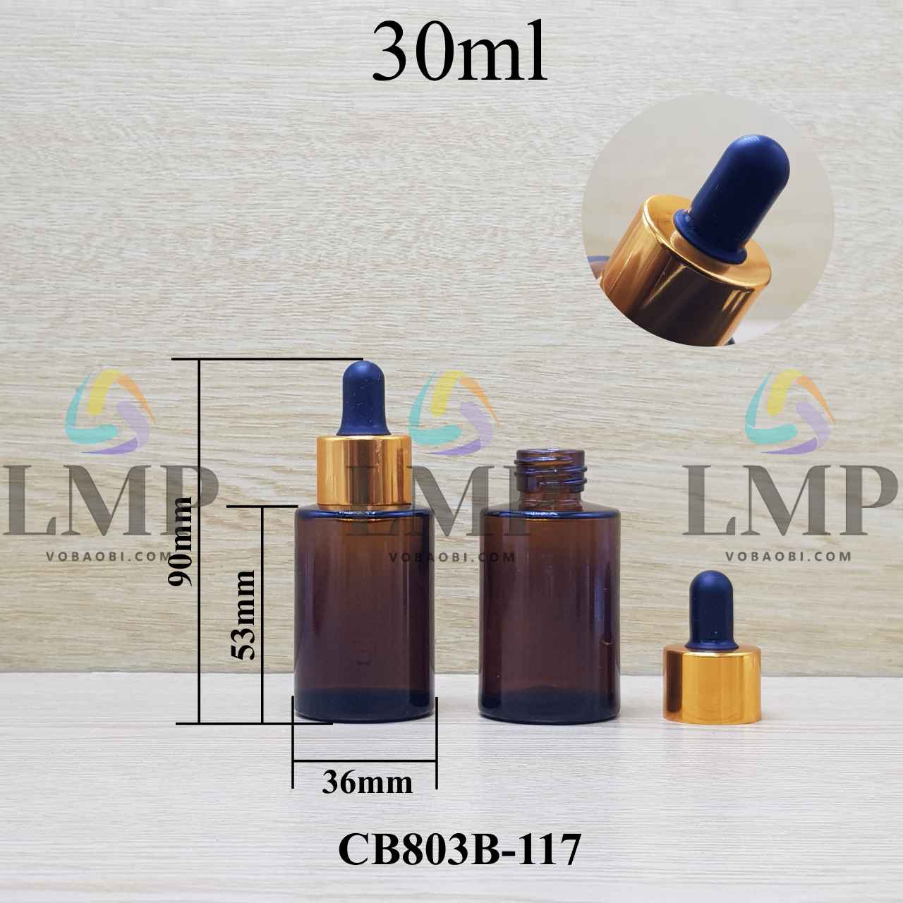 Chai thủy tinh nâu nắp bóp khoen nhôm