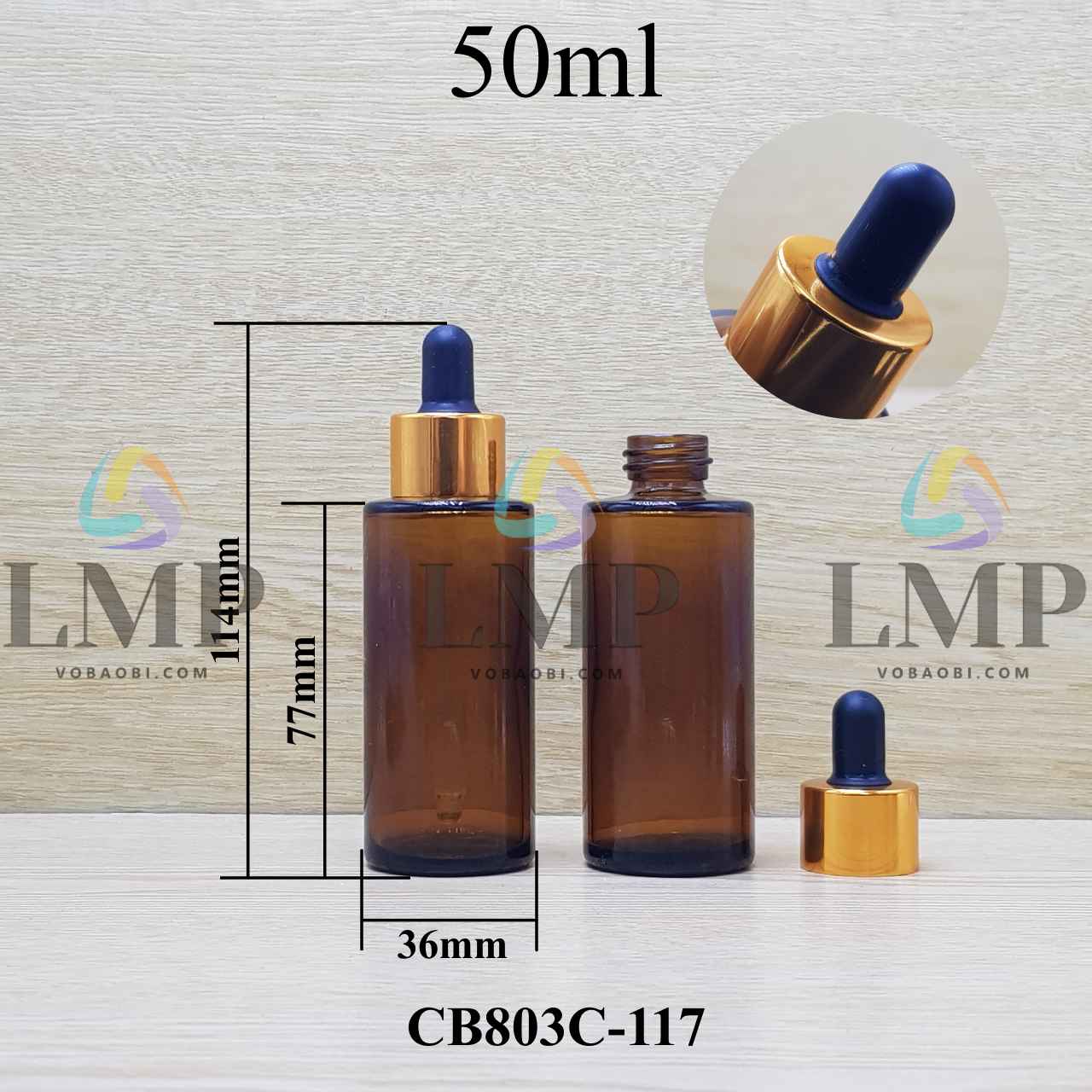 Chai thủy tinh nâu nắp bóp khoen nhôm