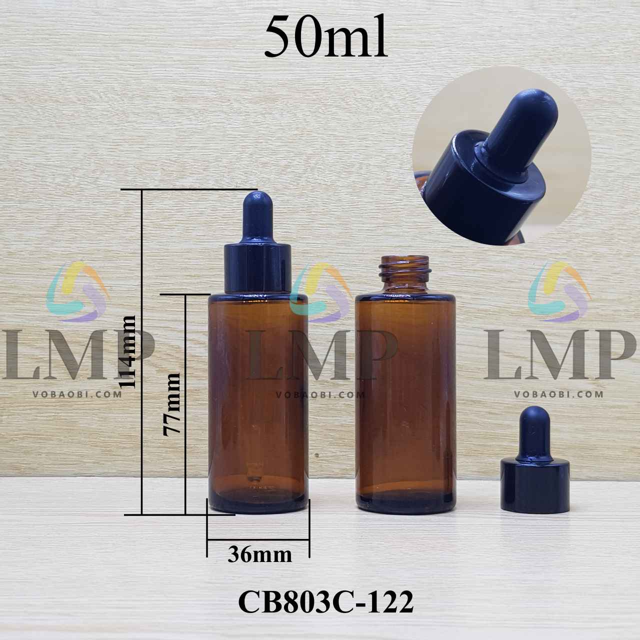 Chai thủy tinh nâu nắp bóp khoen nhôm