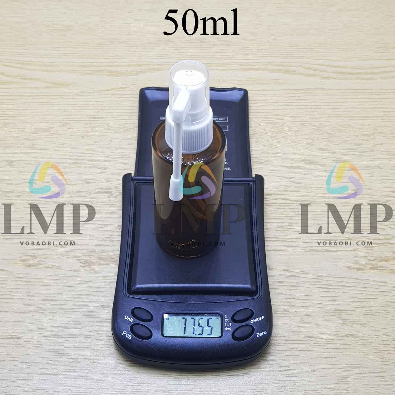 Chai thủy tinh nâu đầu xịt mũi 360 độ