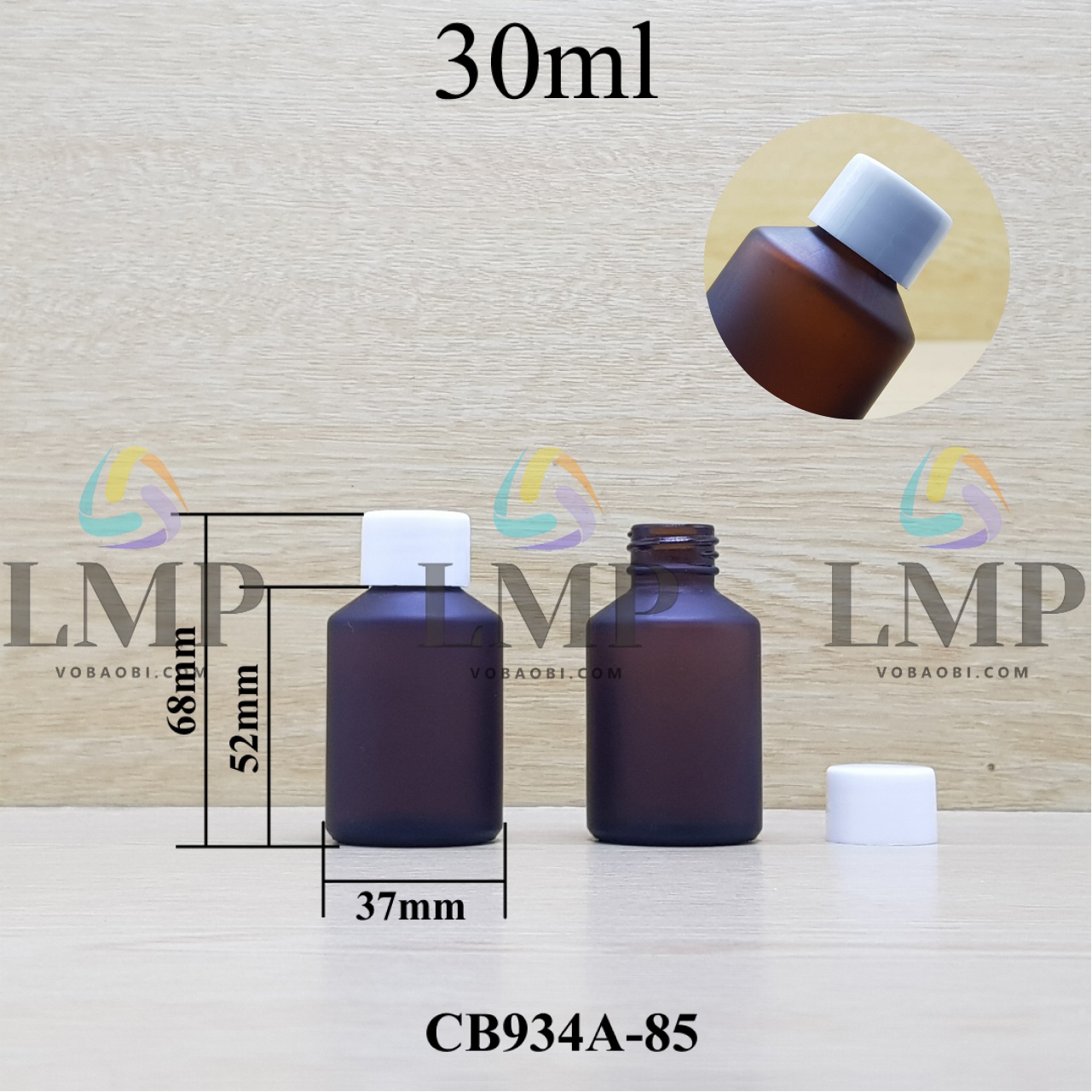Chai thủy tinh vát nắp vặn trơn 30ml ( ko nút chặn )