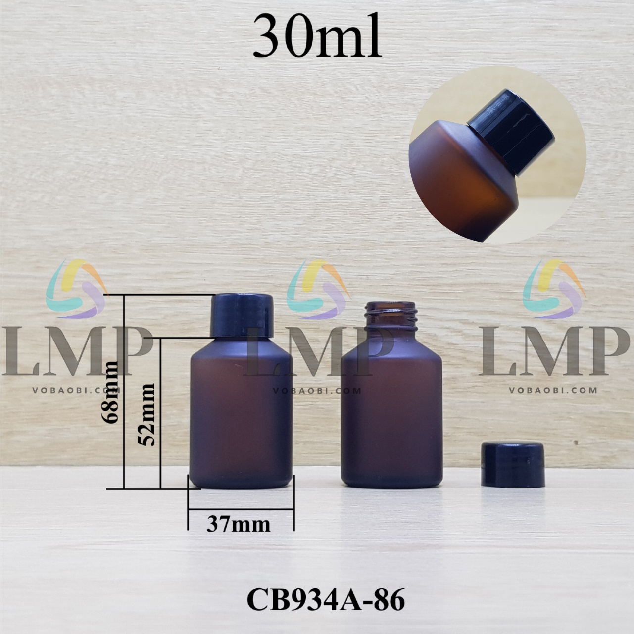 Chai thủy tinh vát nắp vặn trơn 30ml ( ko nút chặn )