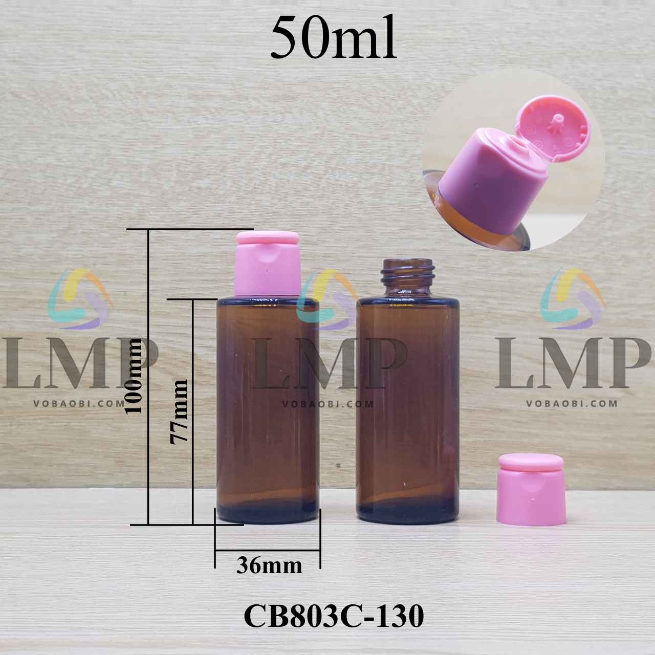 Chai thủy tinh nâu nắp bật trơn mờ