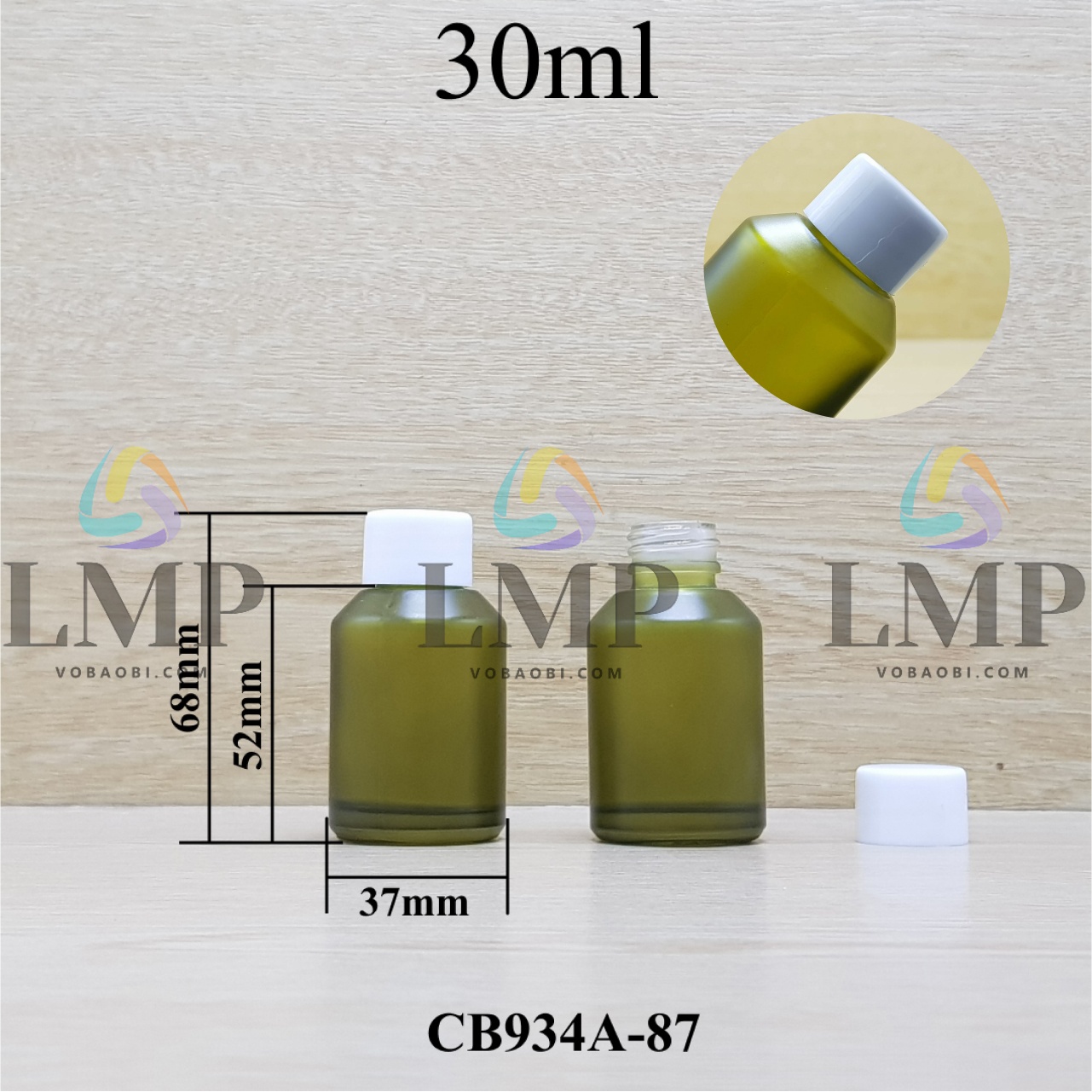 Chai thủy tinh vát nắp vặn trơn 30ml ( ko nút chặn )
