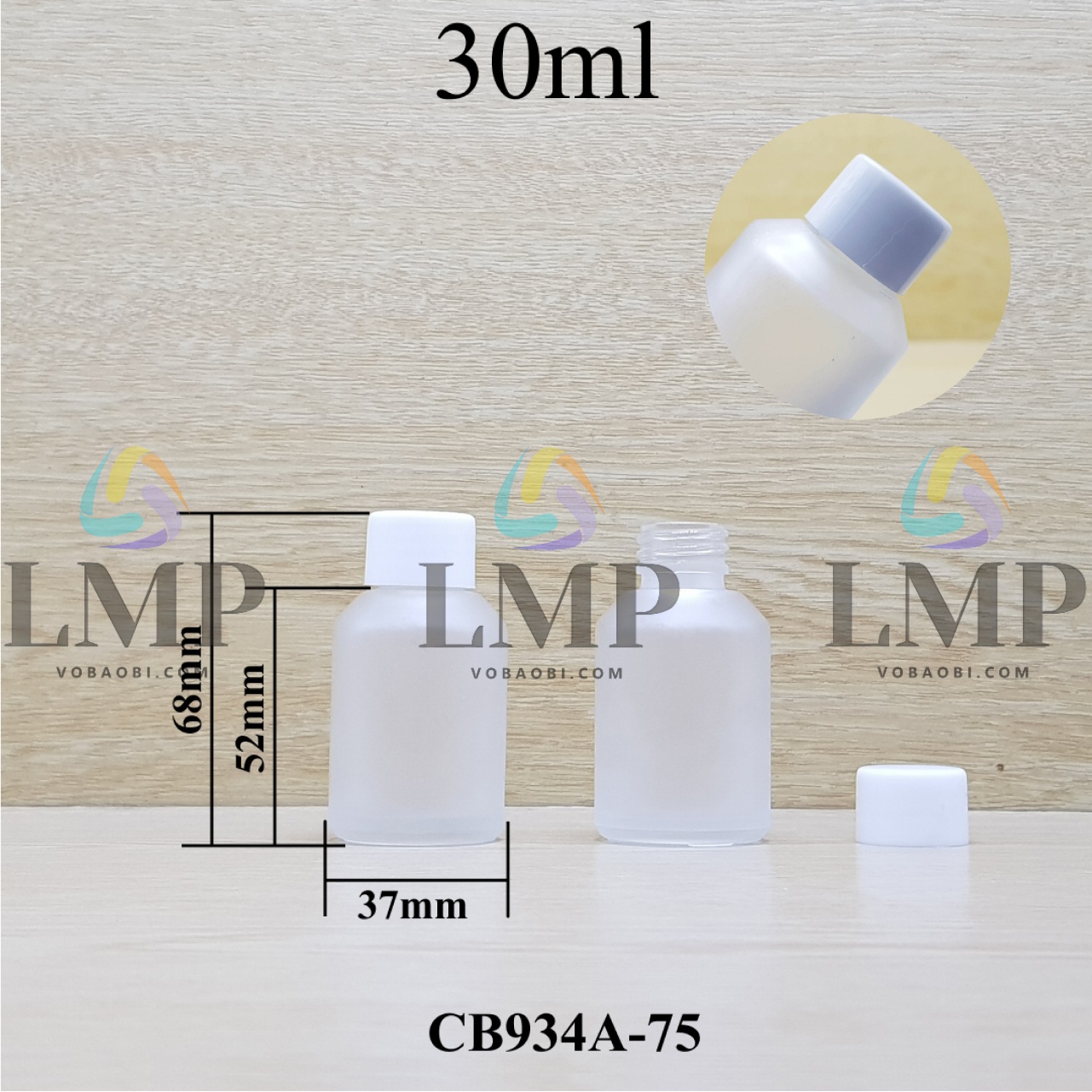 Chai thủy tinh vát nắp vặn trơn 30ml ( ko nút chặn )