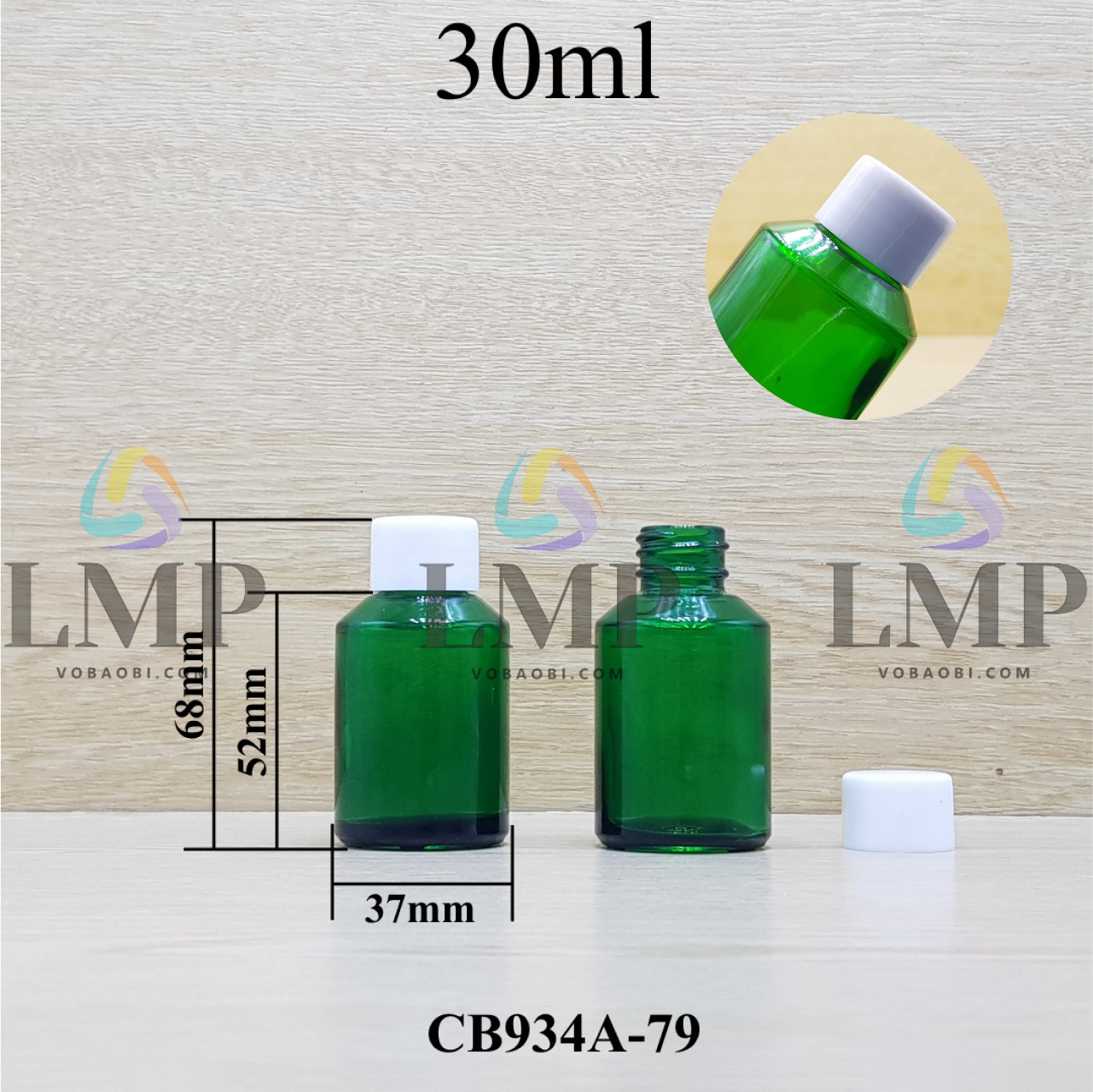 Chai thủy tinh vát nắp vặn trơn 30ml ( ko nút chặn )