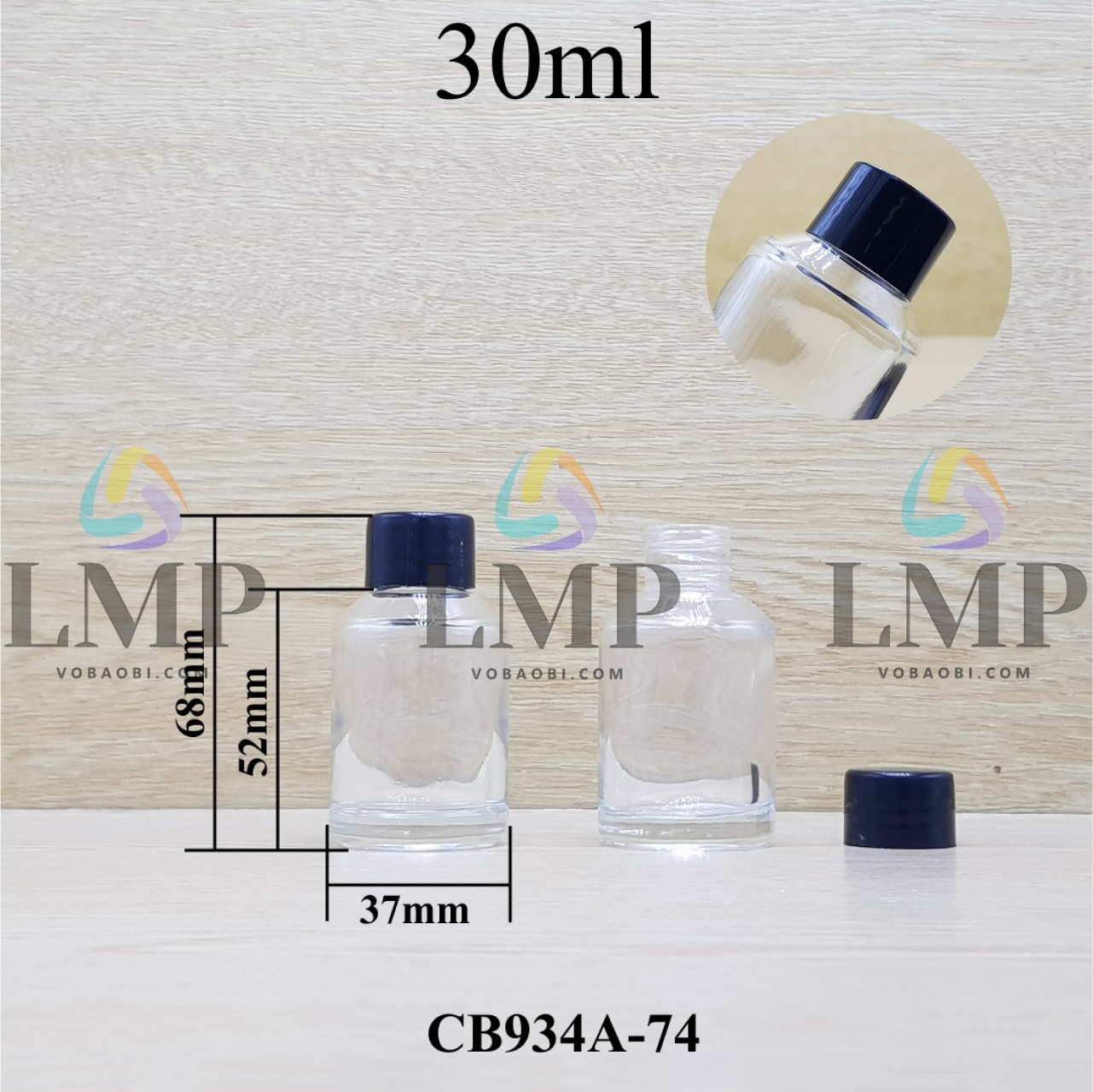 Chai thủy tinh vát nắp vặn trơn 30ml ( ko nút chặn )