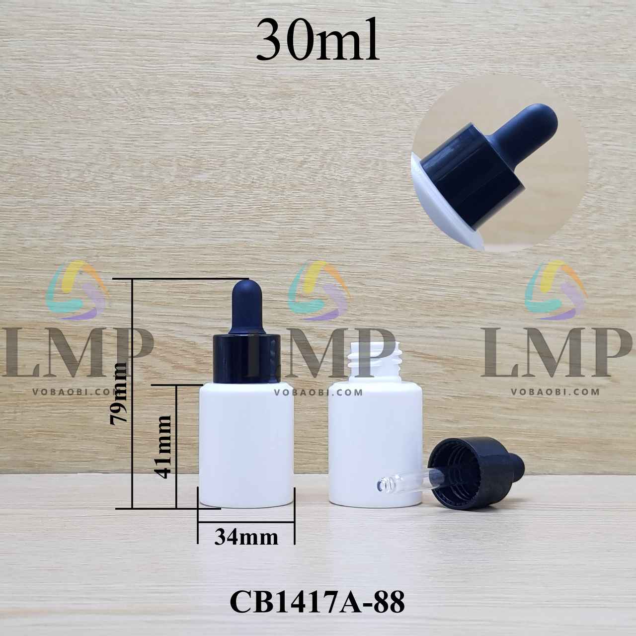 Chai PETG vai ngang nắp bóp khoen nhựa 30ml