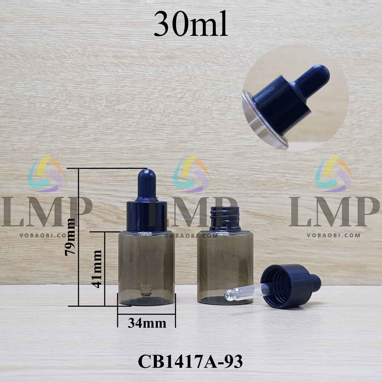 Chai PETG vai ngang nắp bóp khoen nhựa 30ml