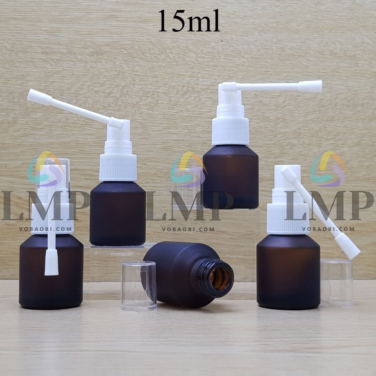 Chai thủy tinh vát đầu xịt mũi 360 độ 15ml