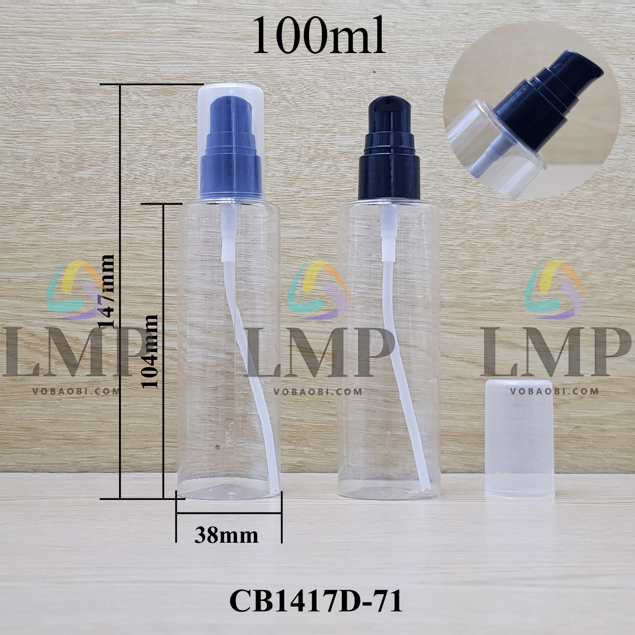 Chai PETG vai ngang đầu xịt giọt 1 viền
