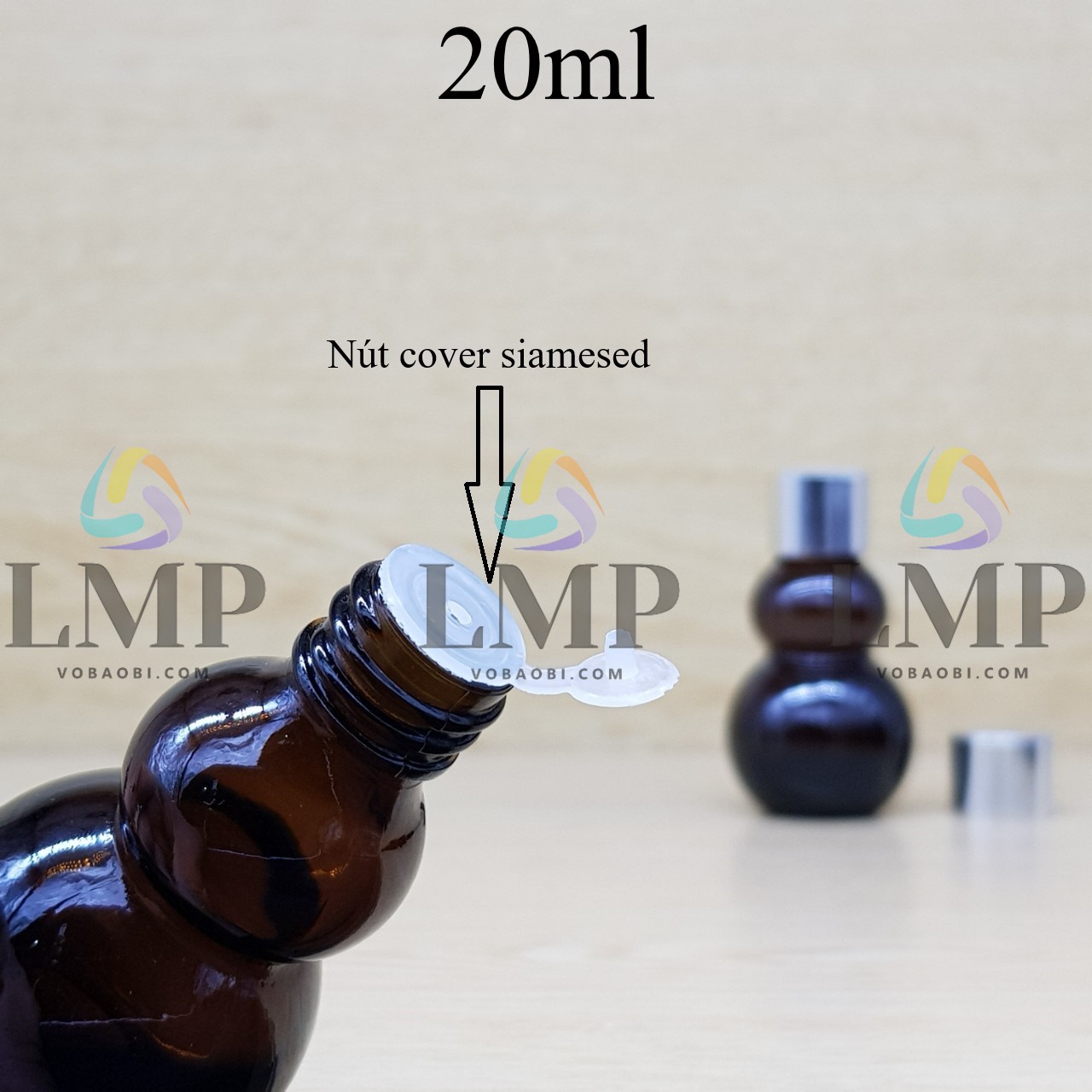 Chai hồ lô nắp xi KO viền 20ml