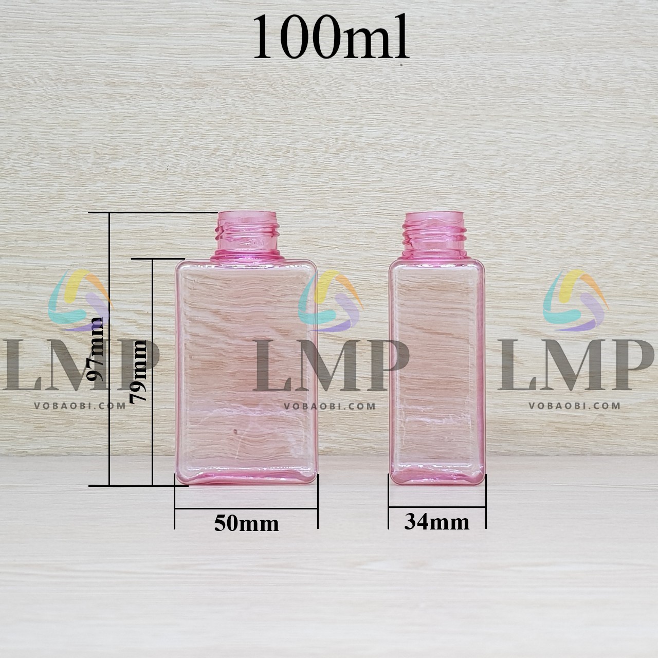 Chai lotion vuông cổ Ø24, Ø33