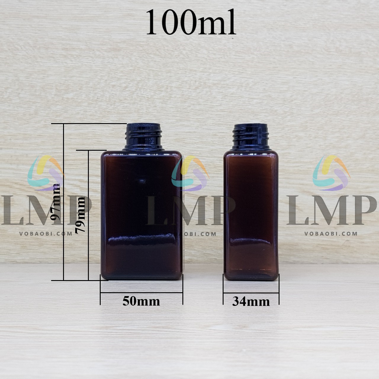 Chai lotion vuông cổ Ø24, Ø33
