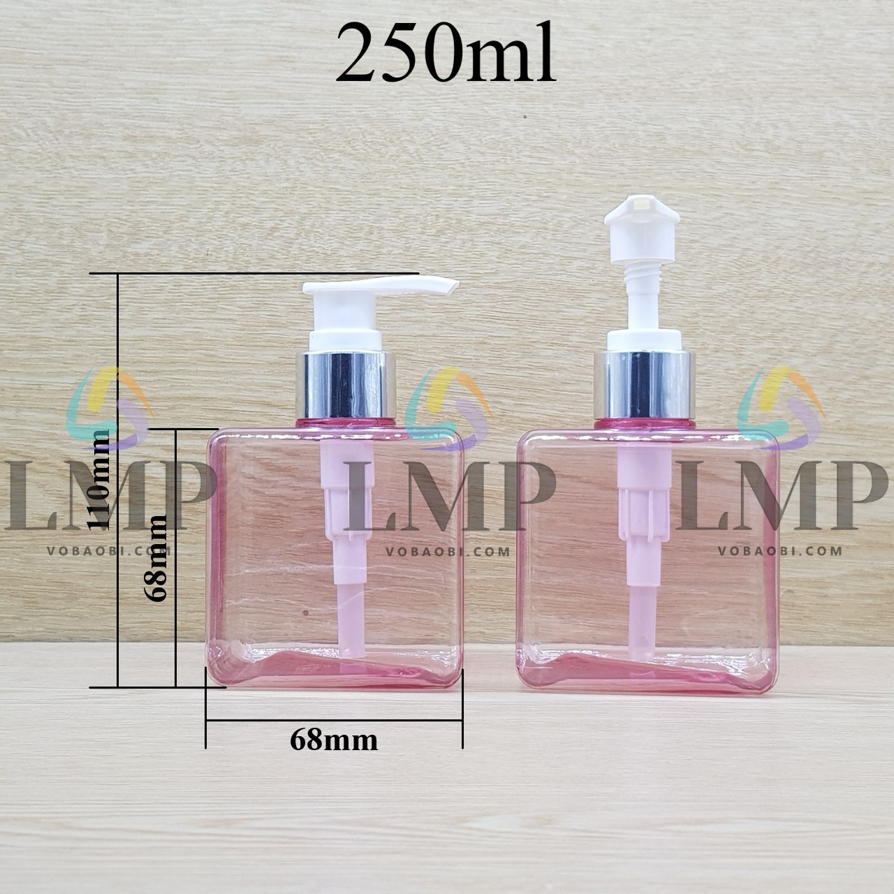 Chai lotion vuông vòi van xi KO viền