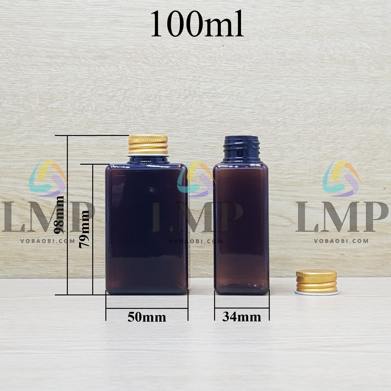 Chai lotion vuông nắp nhôm cuốn biên