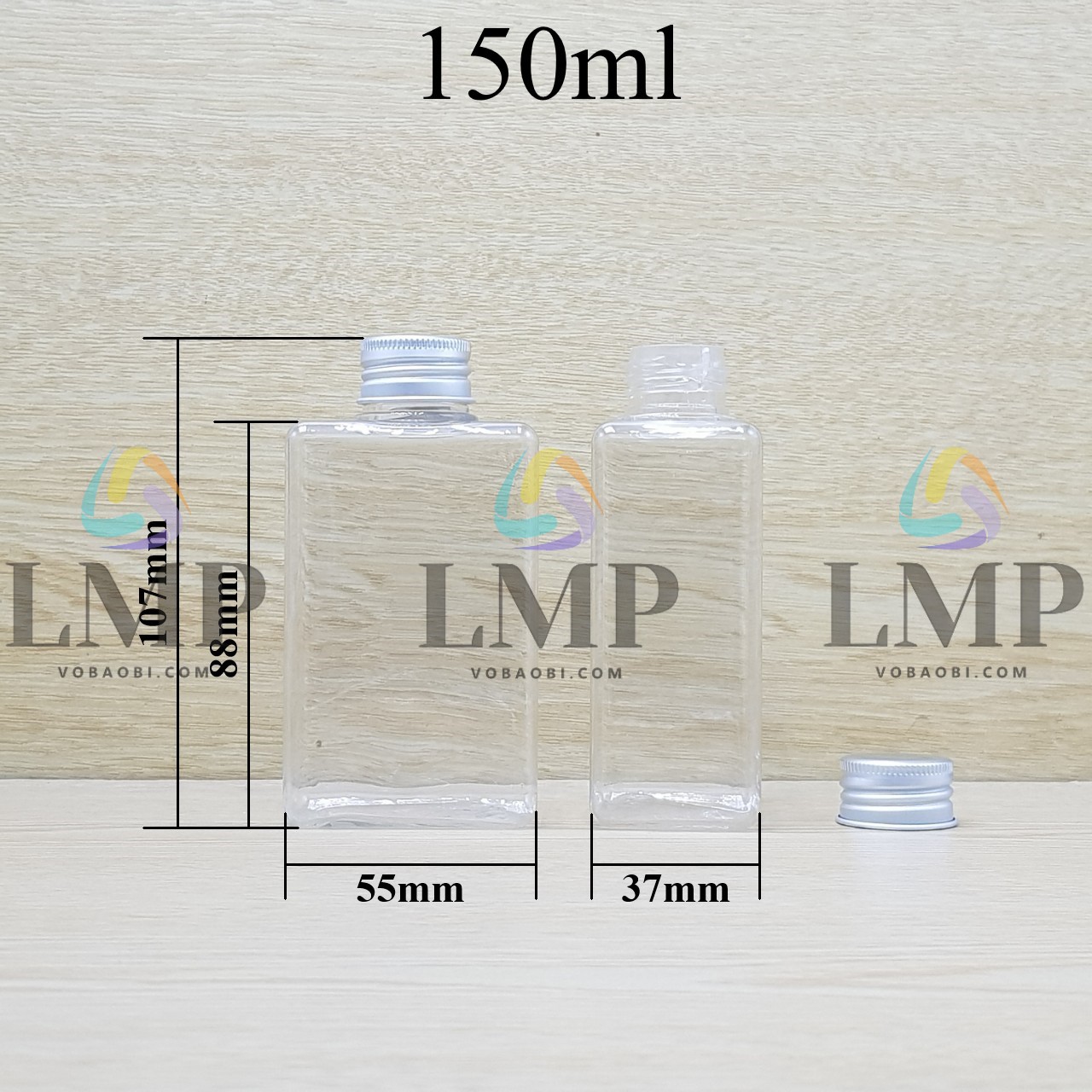 Chai lotion vuông nắp nhôm cuốn biên