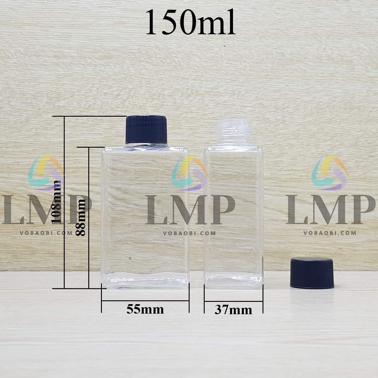 Chai lotion vuông nắp vặn sọc