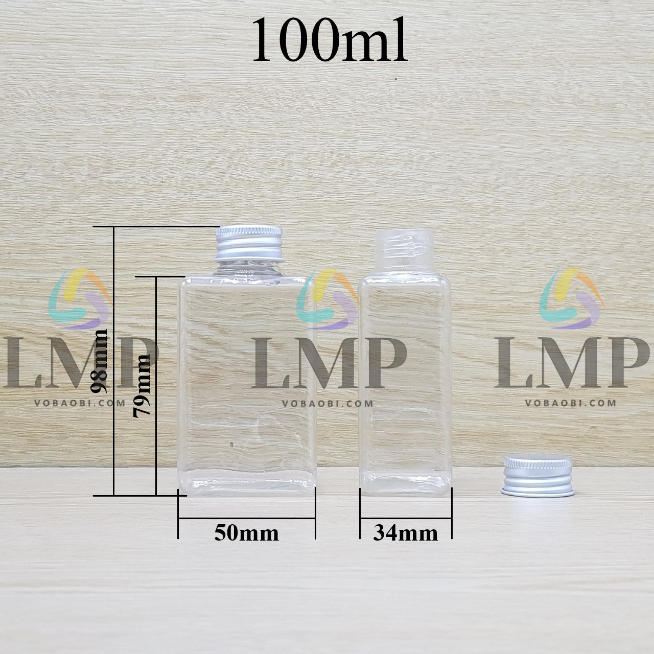 Chai lotion vuông nắp nhôm cuốn biên