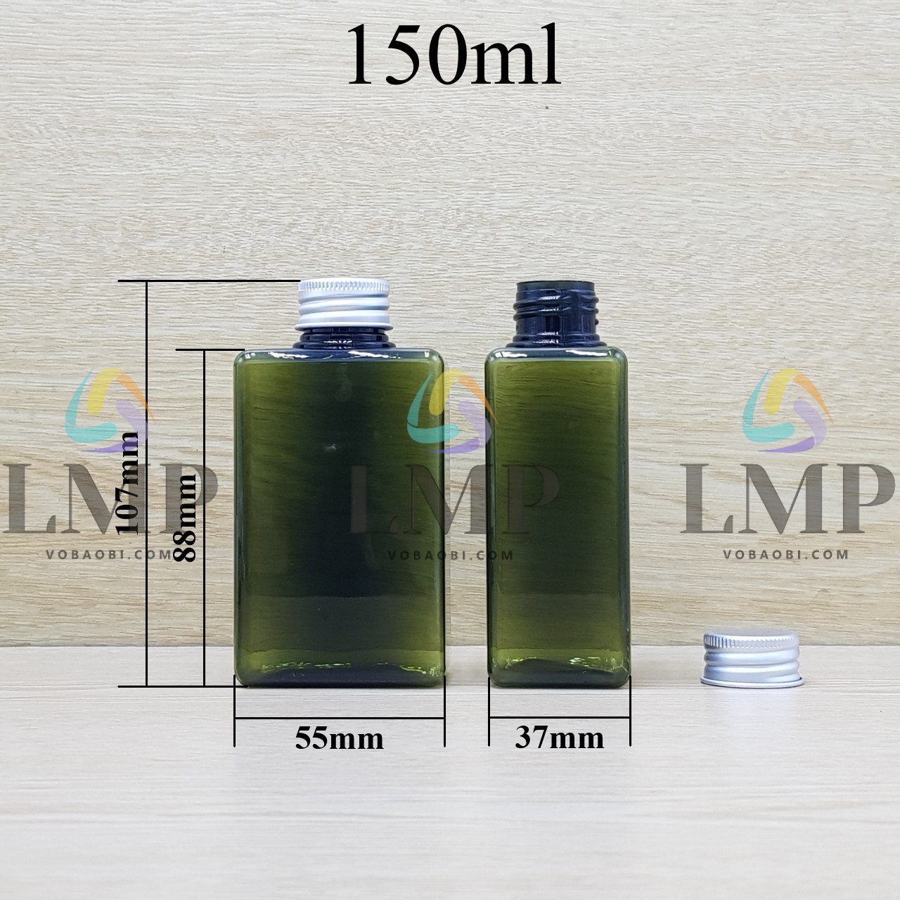Chai lotion vuông nắp nhôm cuốn biên