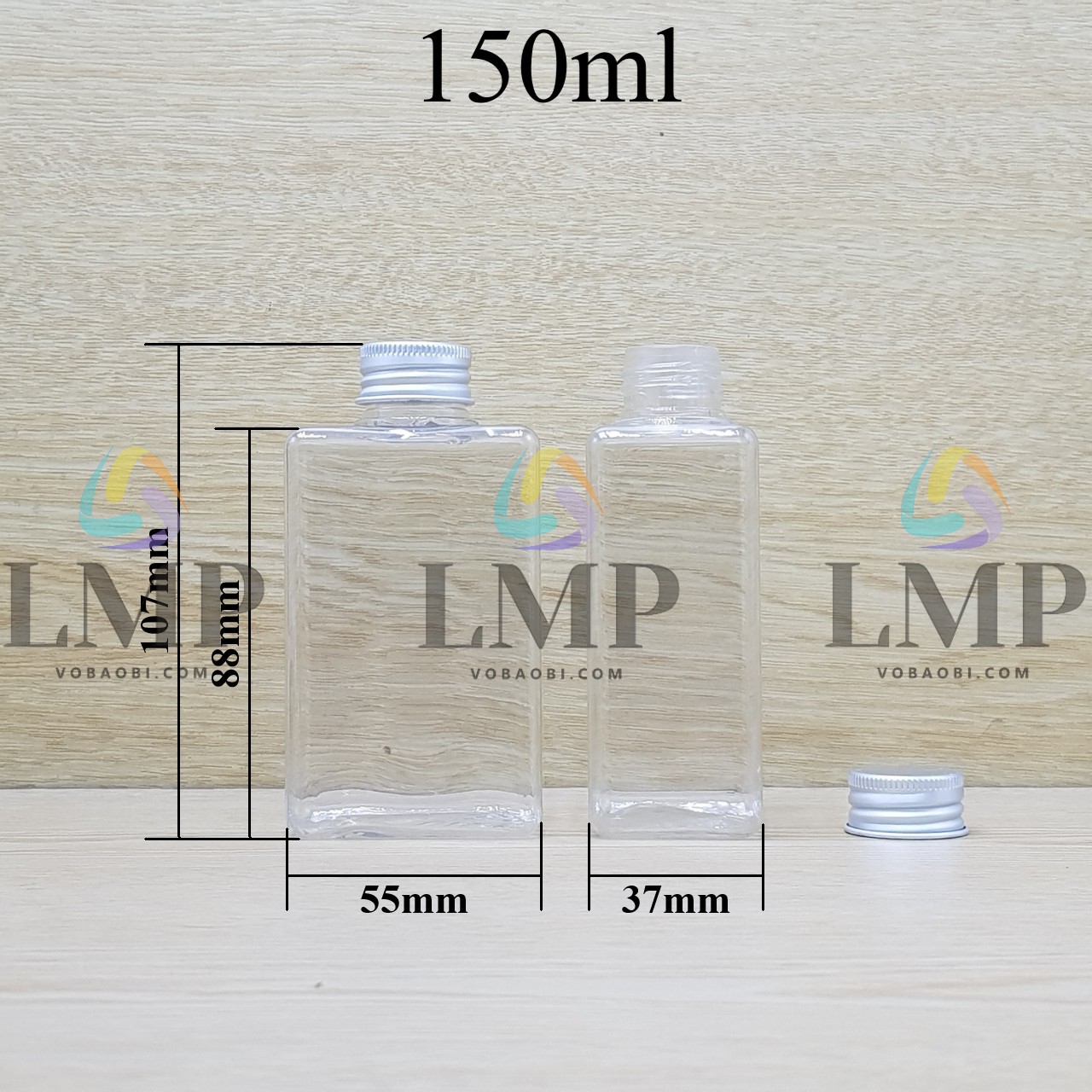 Chai lotion vuông nắp nhôm cuốn biên