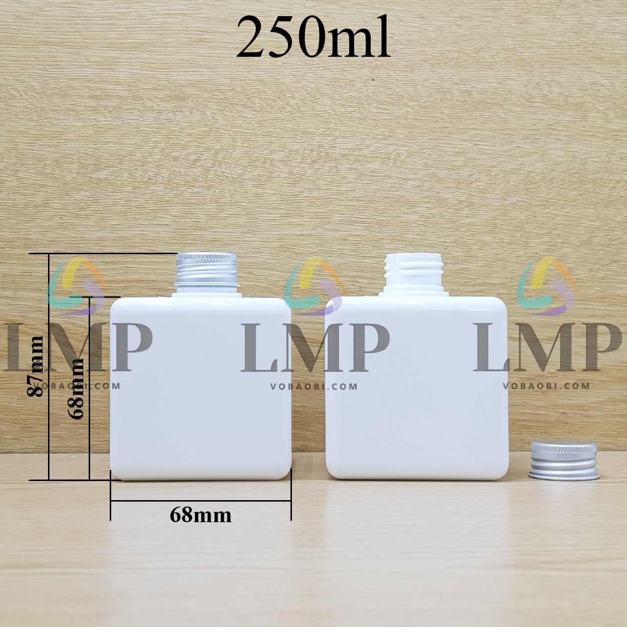 Chai lotion vuông nắp nhôm cuốn biên