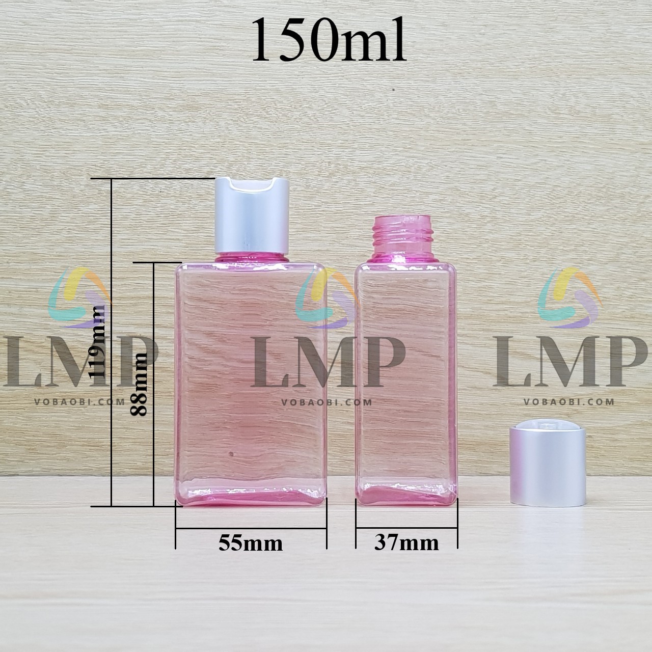 Chai lotion vuông nắp nhấn xi
