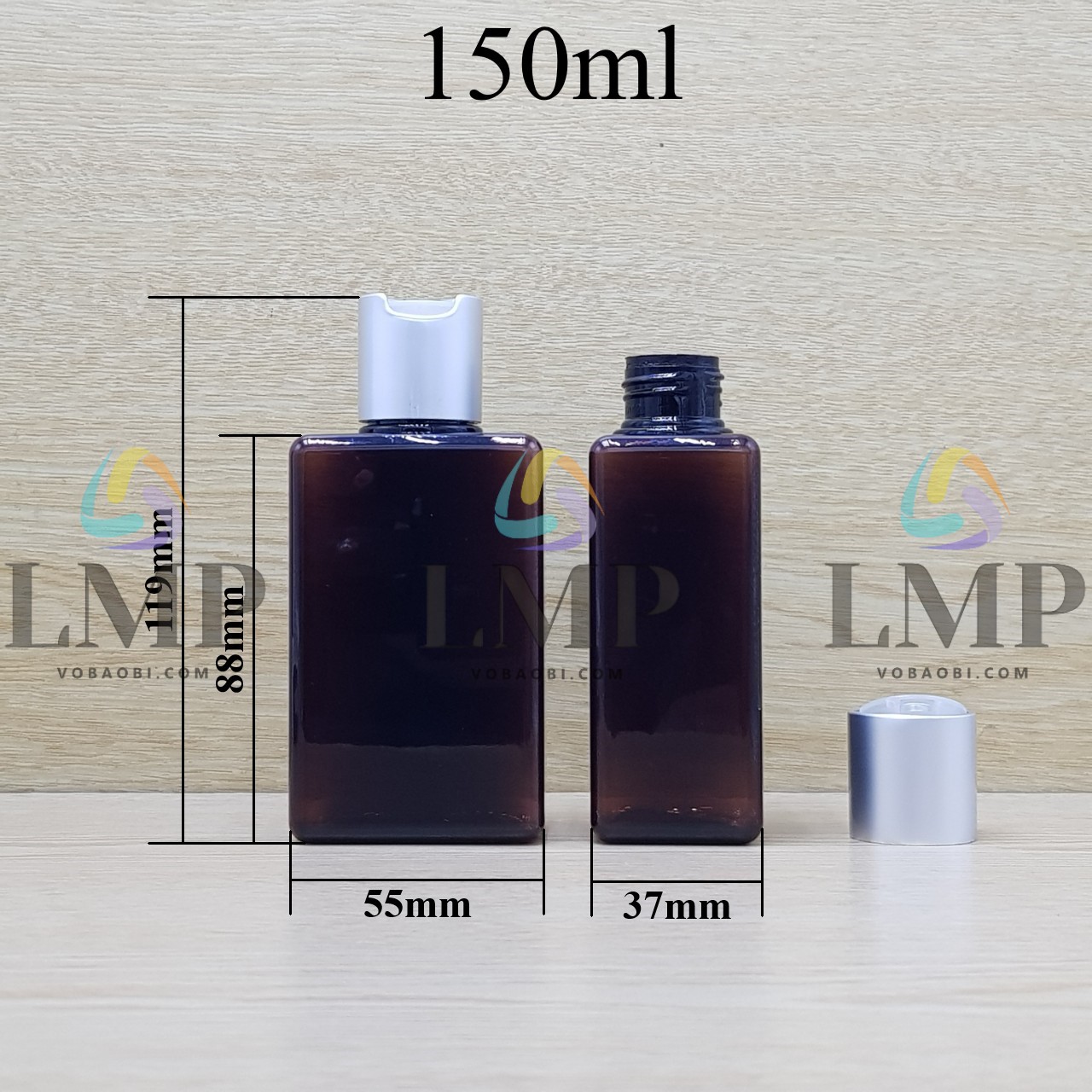 Chai lotion vuông nắp nhấn xi
