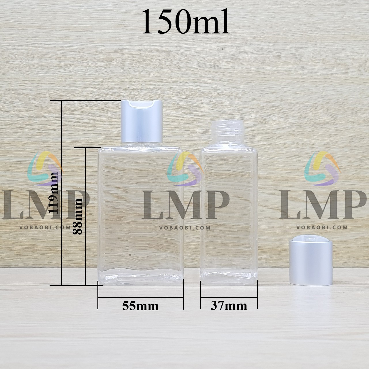 Chai lotion vuông nắp nhấn xi