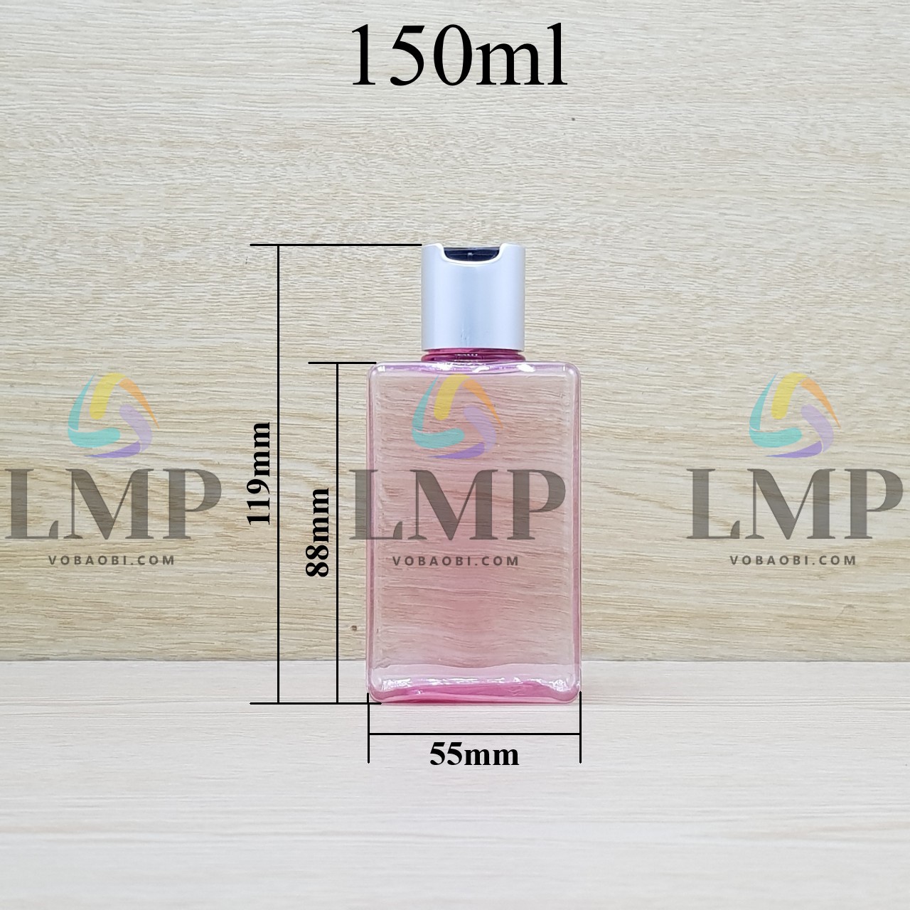 Chai lotion vuông nắp nhấn xi