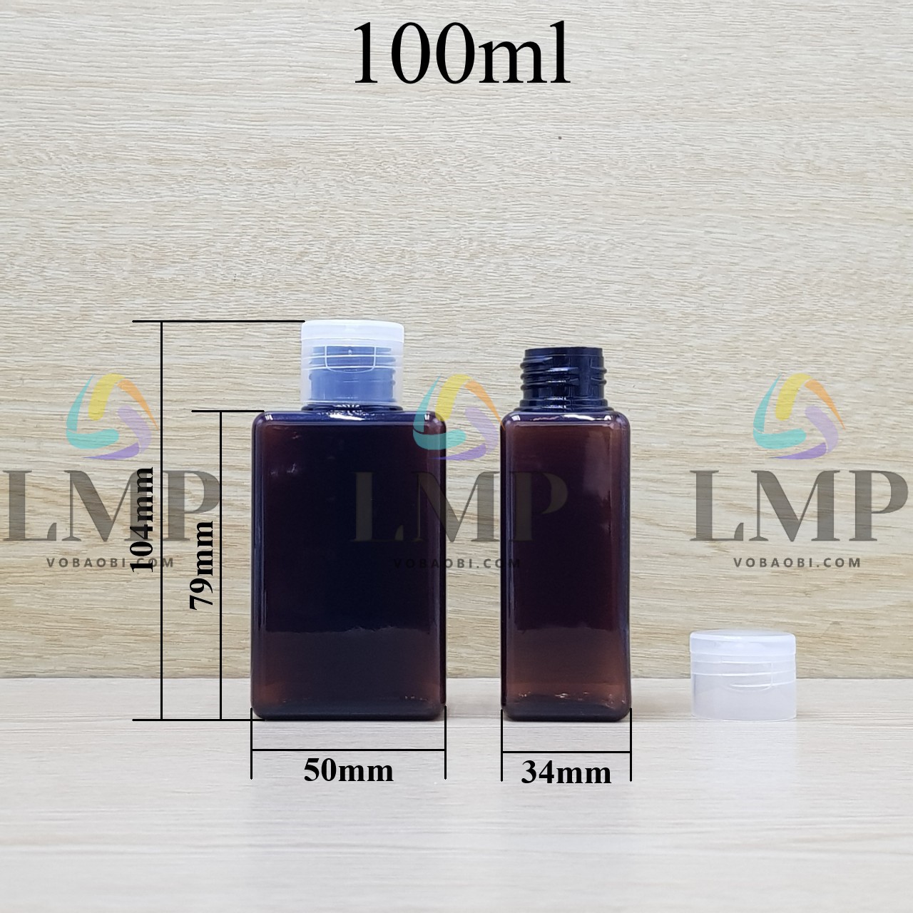 Chai lotion vuông nắp bật trơn