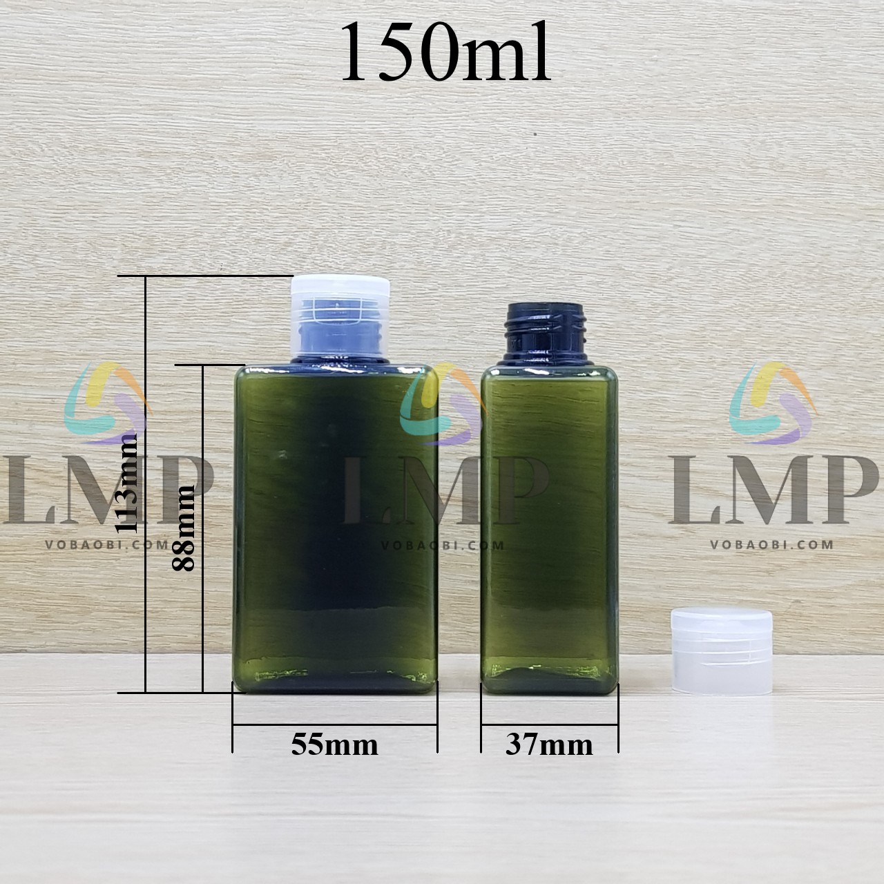 Chai lotion vuông nắp bật trơn
