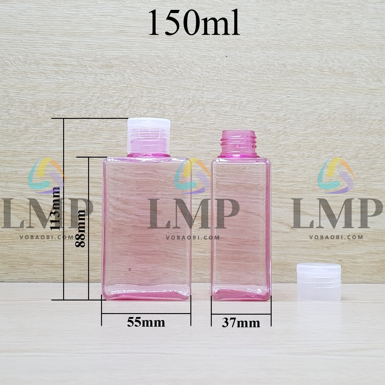 Chai lotion vuông nắp bật trơn
