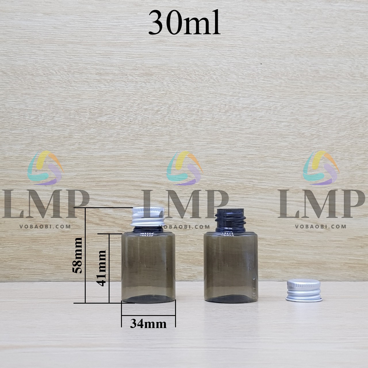 Chai PETG vai ngang nắp nhôm cuốn