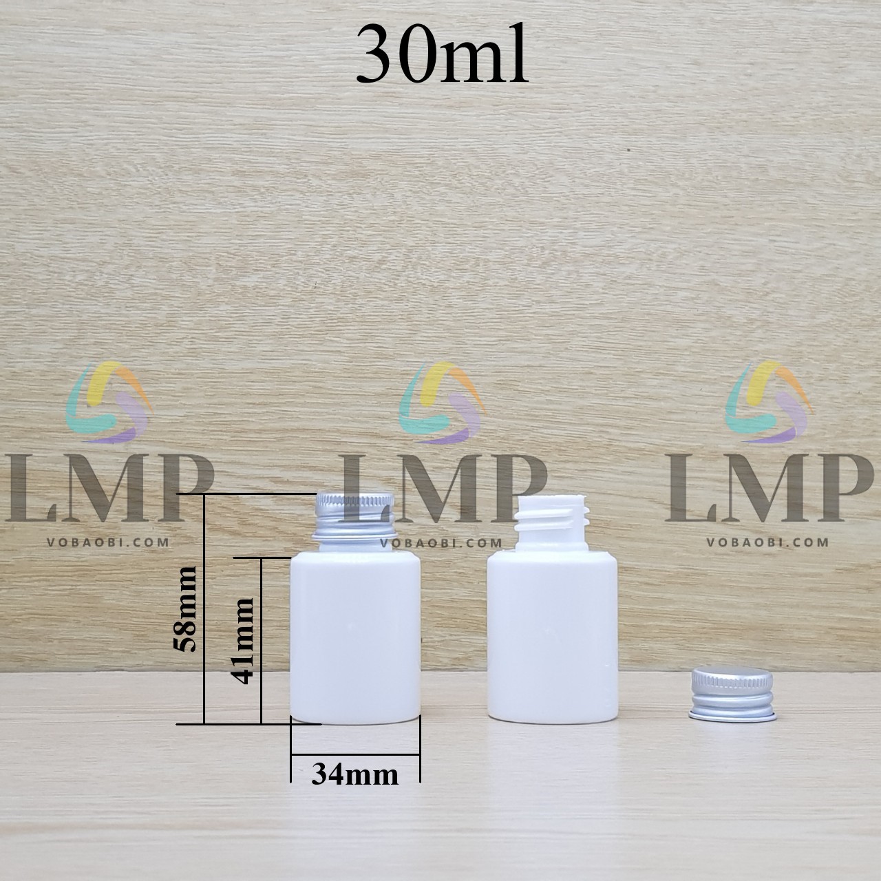 Chai PETG vai ngang nắp nhôm cuốn