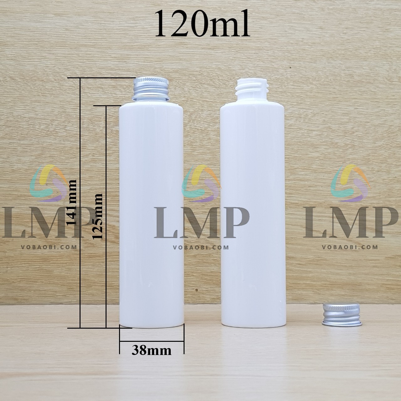 Chai PETG vai ngang nắp nhôm cuốn